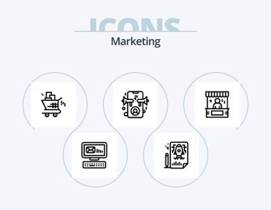 Marketing Line Icon Pack 5 Icon Design. . rocket. online. pencle. online
