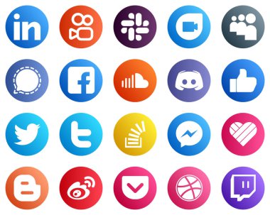 20 High Resolution Social Media Icons such as text. discord. music and soundcloud icons. High quality and creative