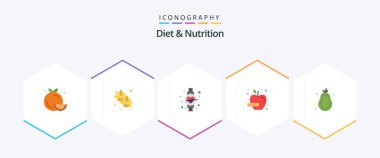 Diet And Nutrition 25 Flat icon pack including healthy diet. vegetable. nutrition. health. apple