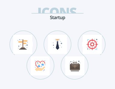 Startup Flat Icon Pack 5 Icon Design. arrow. tie. bag. suit. cross road