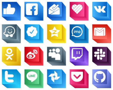 3D Social Media Icons Pack 20 icons such as gmail. video. waze and audio icons. High-quality and minimalist