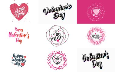 Red flat design Valentine's Day label pack