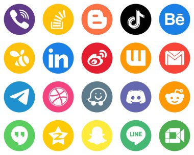Flat Circle White Icon Collection professional. swarm. blog. behance and china 20 High-quality Icons