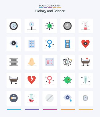 Creative Biology 25 Flat icon pack  Such As eye. science. biology. laboratory. glassware