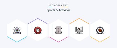 Sports and Activities 25 FilledLine icon pack including football. american. play. skateboard. sport