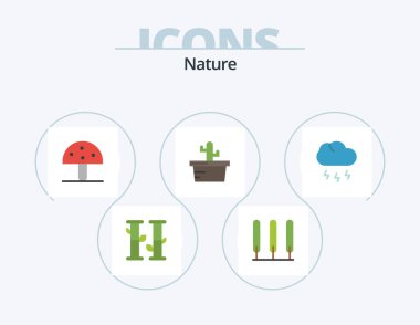 Nature Flat Icon Pack 5 Icon Design. weather. nature. mushroom. cloud. nature