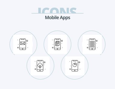 Mobile Apps Line Icon Pack 5 Icon Design. app. app. training app. mobile. interface