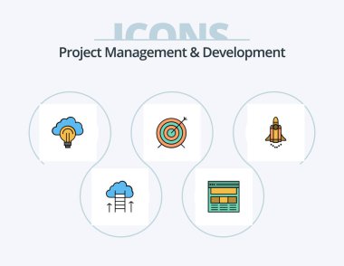 Project Management And Development Line Filled Icon Pack 5 Icon Design. business. money. report. capital. group