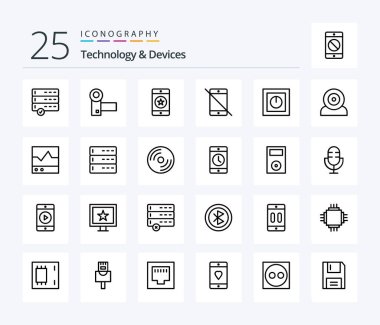 Devices 25 Line icon pack including phone. hardware. cellphone. devices. phone