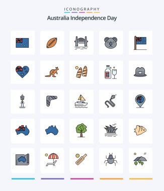 Creative Australia Independence Day 25 Line FIlled icon pack  Such As australia. sydney. rugby ball. harbour. bridge