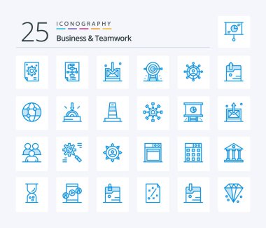 Business And Teamwork 25 Blue Color icon pack including planning. corporate. process. business. technology