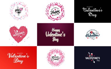 Happy Valentine's Day typography design with a heart-shaped balloon and a gradient color scheme