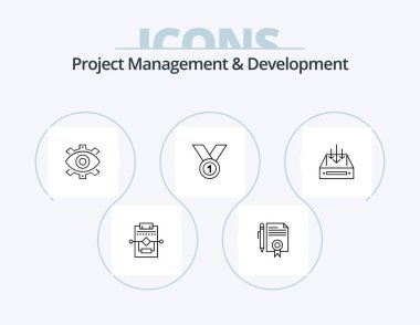 Project Management And Development Line Icon Pack 5 Icon Design. chat. people. process. manager. human