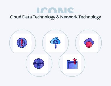 Cloud Data Technology And Network Technology Line Filled Icon Pack 5 Icon Design. setting. line. folder. computing . setting