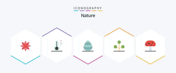Nature Flat Icon Pack Including Mushroom Nature Weather Garden Spring — Διανυσματικό Αρχείο