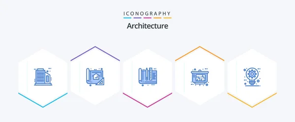 Architecture Blue Icon Pack Including Architect Property Presentation Architect Presentation — Stock vektor