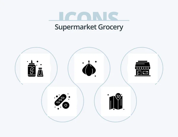 Grocery Glyph Icon Pack Icon Design Water Bottle Webshop Shop — Vetor de Stock