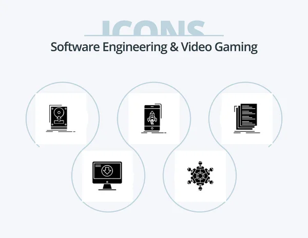 Software Engineering Video Gaming Glyph Icon Pack Icon Design Start — Stockový vektor