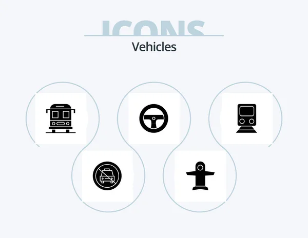 Vehicles Glyph Icon Pack Icon Design Train Rail Vehicles Car — Vector de stock