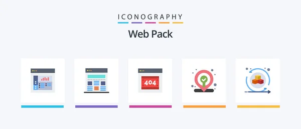 Web Pack Flat Icon Pack Including Server Virtual Environmentd Shapes — Vector de stock