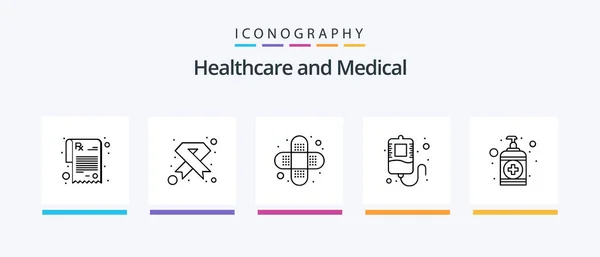 Medical Line Icon Pack Including Medical Center Medical Hospital Signboard — Archivo Imágenes Vectoriales