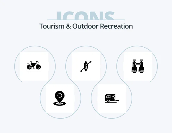 Tourism Outdoor Recreation Glyph Icon Pack Icon Design Field Glasses — Stockvector