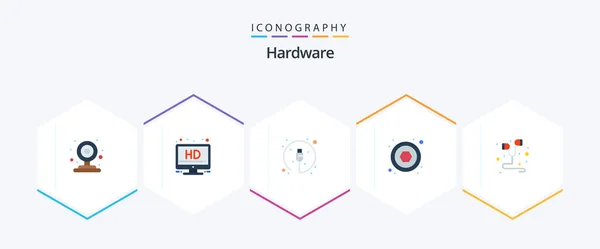 Hardware Flat Icon Pack Including Music Plug Headset Screw — Vettoriale Stock