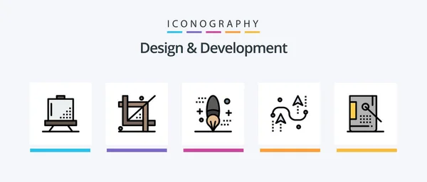 Design Development Line Filled Icon Pack Including Design Box Design — Archivo Imágenes Vectoriales