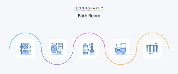 Bath Room Blue Icon Pack Including Bathroom Shower Bathroom Cleaning — Stockvector