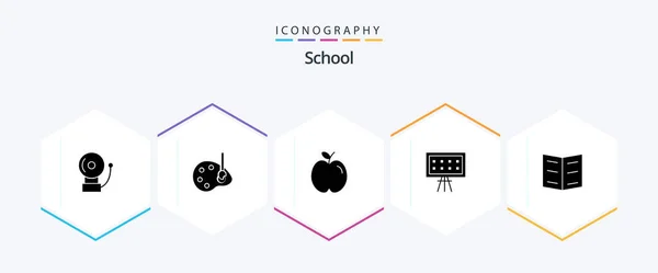School Glyph Icon Pack Including Education Book Education Presentation Board — Stockvektor