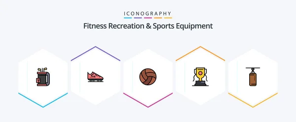 Fitness Recreation Sports Equipment Filledline Icon Pack Including Game Award — Stockvektor