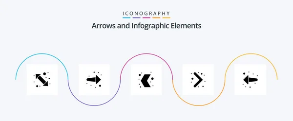 Arrow Glyph Icon Pack Including Arrow Navigation Right Arrow Multimedia — Stok Vektör