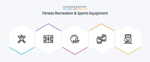 Fitness Recreation Sports Equipment Line Icon Pack Including Sport Gloves — Stockový vektor
