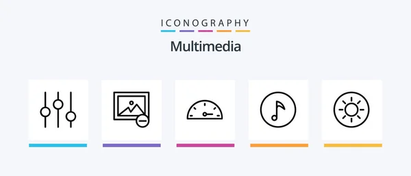 Multimedia Line Icon Pack Including Photo Toggle Light Creative Icons — Stock Vector