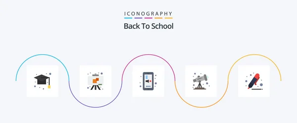 Back School Flat Icon Pack Including Education Back School Back — Stok Vektör