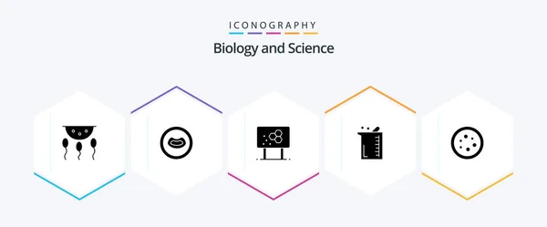 Biology Glyph Icon Pack Including Laboratory Biology Biochemistry Biochemistry Pencil — Image vectorielle