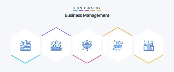 Business Management Blue Icon Pack Including Position Shopping Business Shop — Stockvektor
