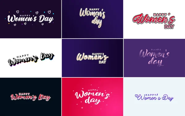 Set Happy International Woman Day Signs Emblems Design Elements Vector — Stockvector