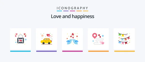 Love Flat Icon Pack Including Party Love Kissing Location Romantic — Stockvector
