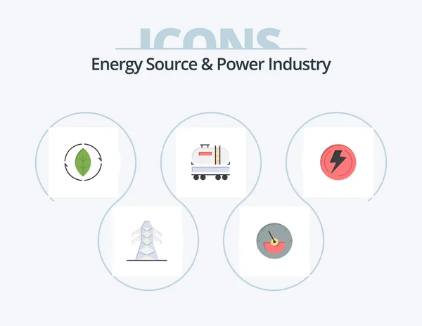 Energy Source Power Industry Flat Icon Pack Icon Design Light — Stock Vector