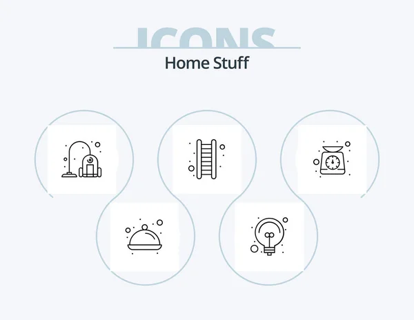 Home Stuff Line Icon Pack Icon Design Makeup Clock Kitchen —  Vetores de Stock