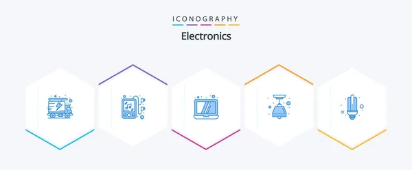 Electronics Blue Icon Pack Including Light Technology Saver Bulb — Archivo Imágenes Vectoriales