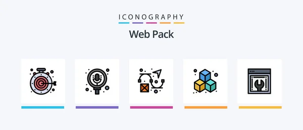 Web Pack Line Filled Icon Pack Including Web Edit Web — Stok Vektör