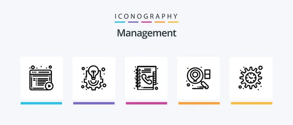 Management Line Icon Pack Including Search Graph Settings Finder Phone — Stock Vector