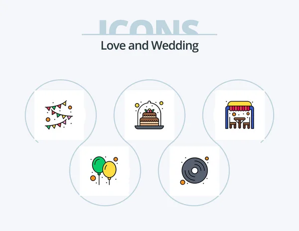 Wedding Line Filled Icon Pack Icon Design Garland Dinner Table — Wektor stockowy
