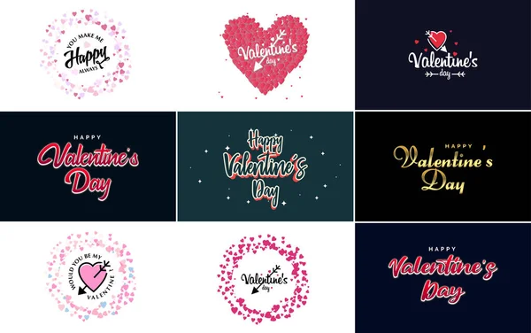 Happy Valentine Day Hand Drawn Lettering Vector Illustration Suitable Use — Stock Vector