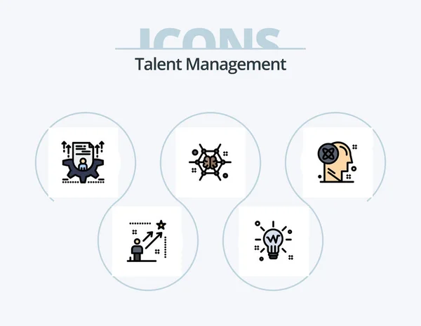 Talent Management Line Filled Icon Pack Icon Design Setup Gear — Wektor stockowy