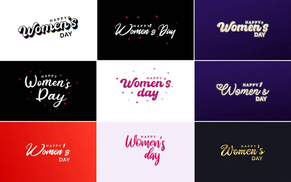 Set Happy International Woman Day Signs Emblems Vector Design Elements — Vettoriale Stock