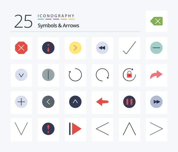 Symbols Arrows Flat Color Icon Pack Including Hide Circle Right — Stok Vektör