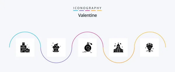 Valentine Glyph Icon Pack Including Marriage Love Bakery Day Valentine — Image vectorielle